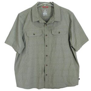 Gerry Button Down Shirt Mens Size XL Green Stripe Short Sleeve Hiking Outdoors